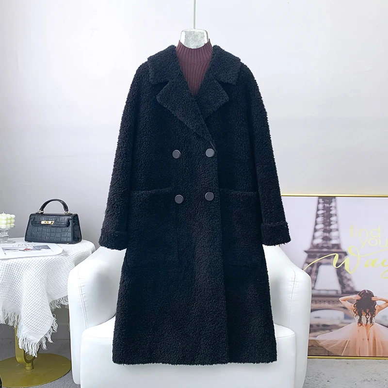 Women's 2022 new Haining double breasted fur one medium long lamb wool coat young
Women's 2022 new Haining double breasted fur one medium long lamb wool coat young