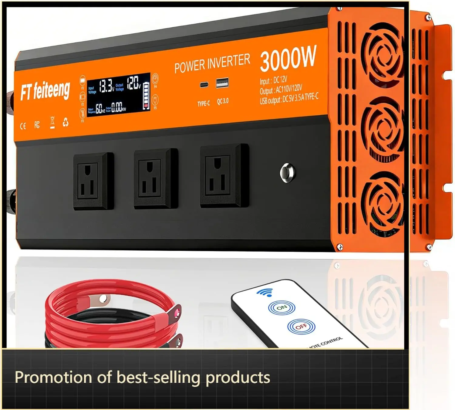 Power Inverter Dc 12v To Ac 120v 3000w For Vehicles Home Truck Rv Solar System With Lcd Display Remote Control 3 Ac Sockets Usb
Power Inverter Dc 12v To Ac 120v 3000w For Vehicles Home Truck Rv Solar System With Lcd Display Remote Control 3 Ac Sockets Usb