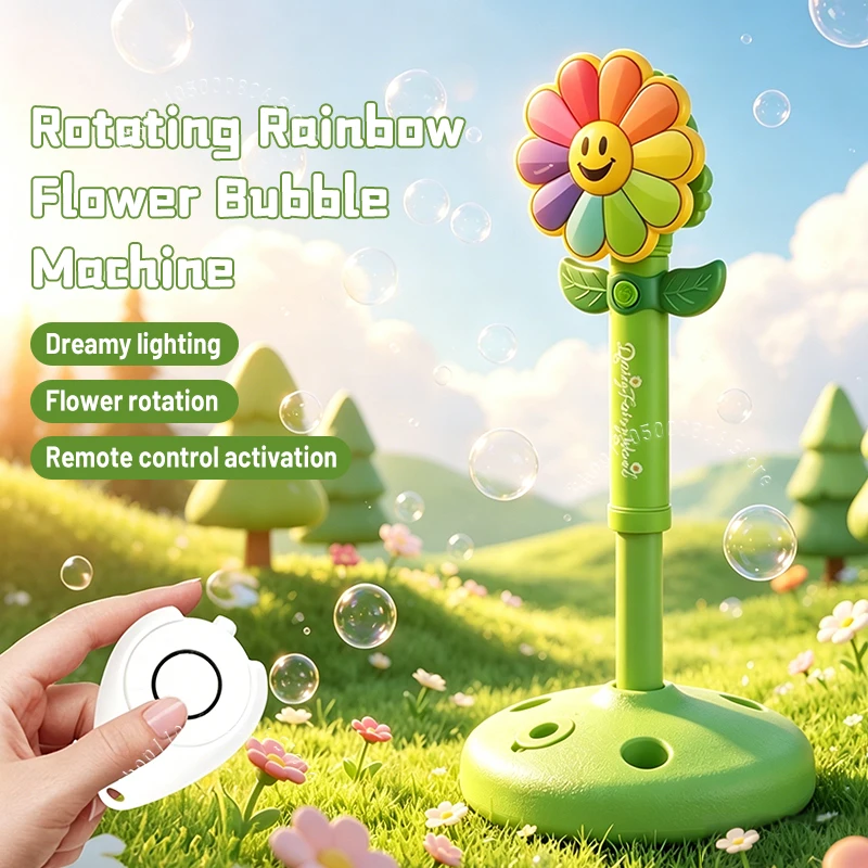 Cute Smiley Face Flower Bubble Maker Auto Rotating & Blowing Colorful LED Lights Remote Control Kids Summer Outdoor Birthday Toy
Cute Smiley Face Flower Bubble Maker Auto Rotating & Blowing Colorful LED Lights Remote Control Kids Summer Outdoor Birthday Toy