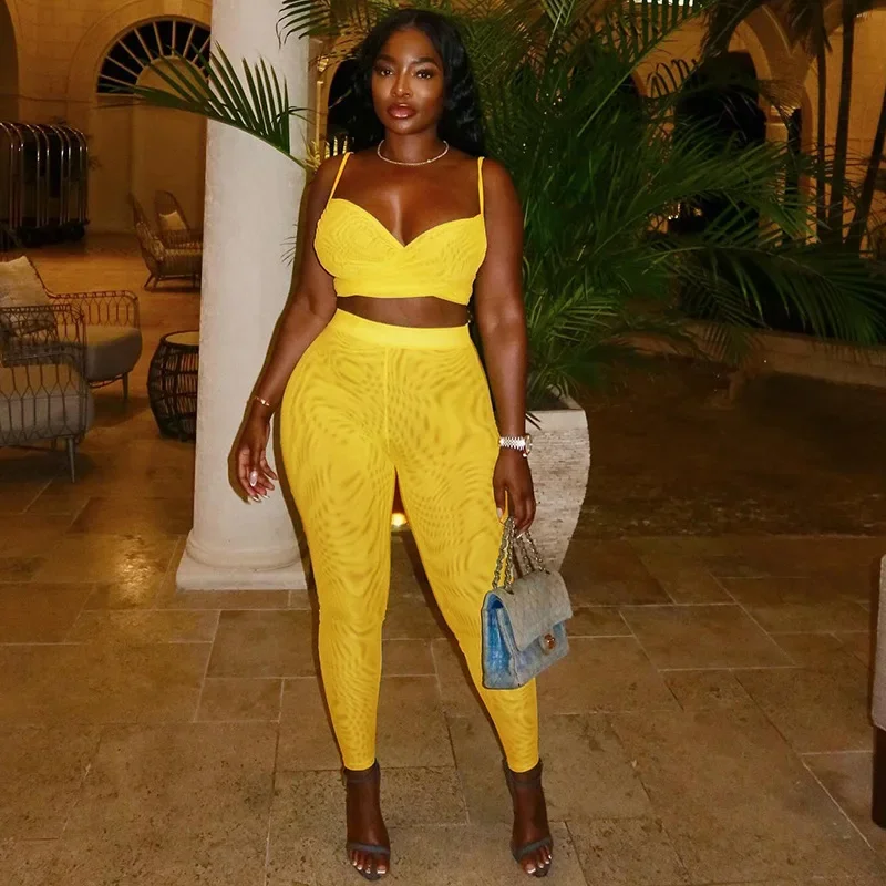 Mesh Patchwork 2 Piece Set Women Sexy Cross Camisole Crop Tops + High Waist Pencil Pants Slim Streetwear Suit Clubwear Tracksuit
Mesh Patchwork 2 Piece Set Women Sexy Cross Camisole Crop Tops + High Waist Pencil Pants Slim Streetwear Suit Clubwear Tracksuit