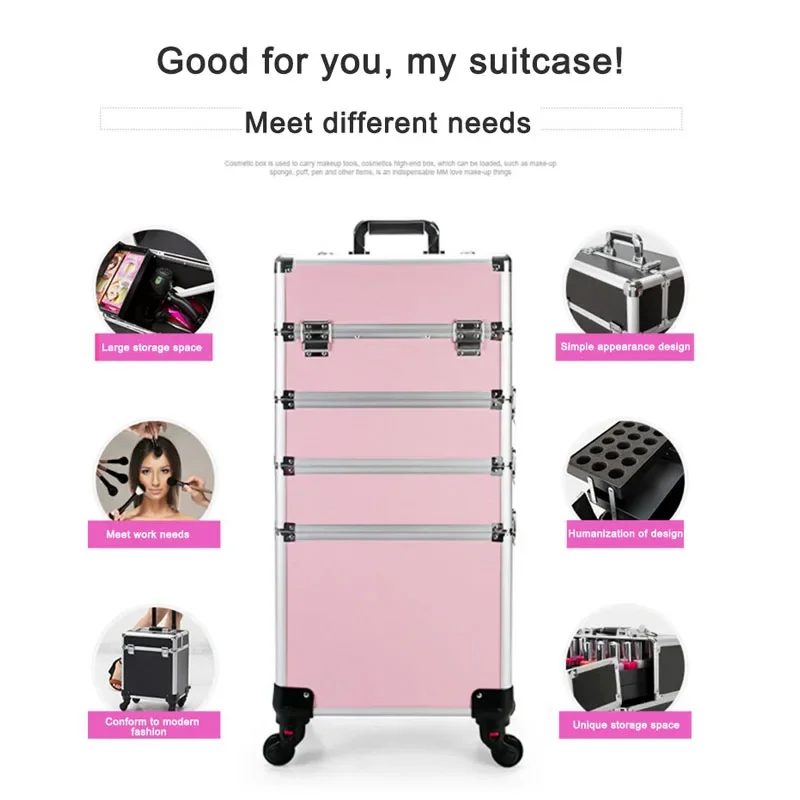 4 Layers Pull Rod Toolbox Portable Cosmetics Organizer Removable Makeup Box With Universal Wheel Large Capacity Nail Art Storage
4 Layers Pull Rod Toolbox Portable Cosmetics Organizer Removable Makeup Box With Universal Wheel Large Capacity Nail Art Storage