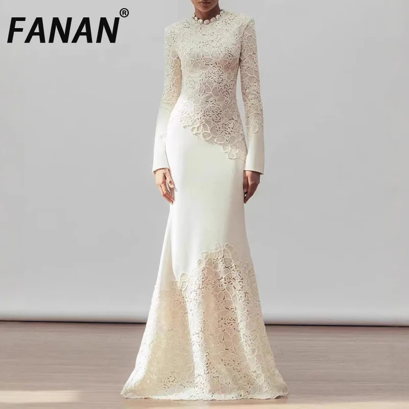 FANAN Elegant Dress Asymmetric Hollow Out Lace Crochet Stand Collar Fish Tail Women's Evening Dresses 2025 Spring Autumn New
FANAN Elegant Dress Asymmetric Hollow Out Lace Crochet Stand Collar Fish Tail Women's Evening Dresses 2025 Spring Autumn New