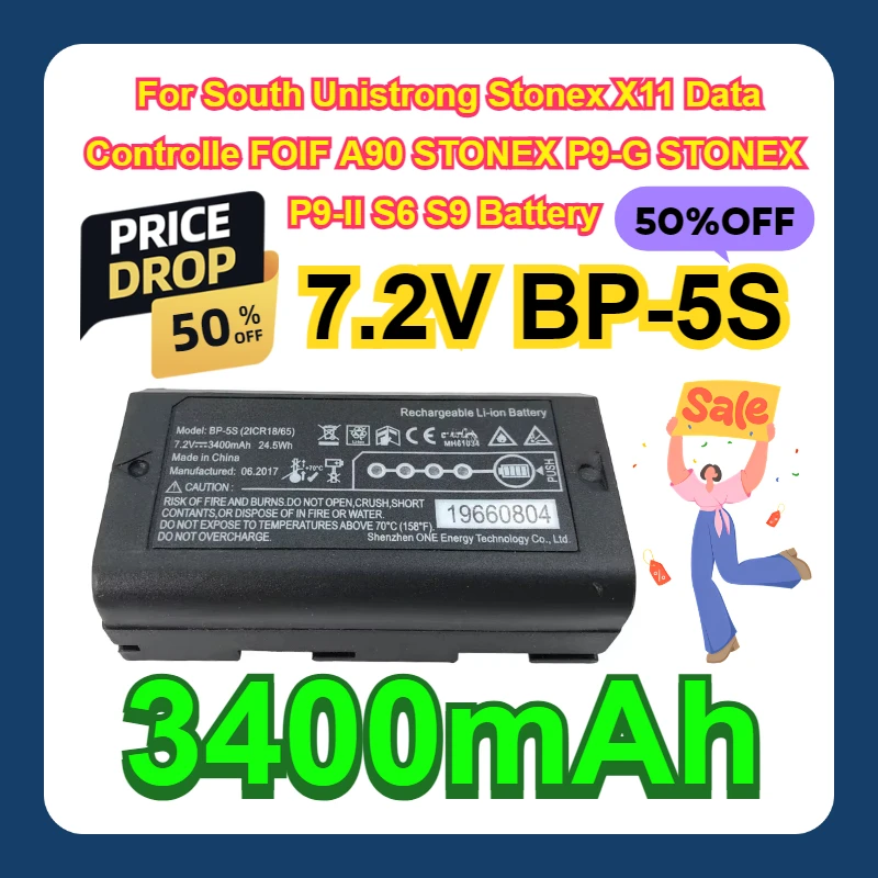 7.2V BP-5S For South Unistrong Stonex X11 Data Controlle FOIF A90 STONEX P9-G STONEX P9-II S6 S9 Battery 3400mAh
7.2V BP-5S For South Unistrong Stonex X11 Data Controlle FOIF A90 STONEX P9-G STONEX P9-II S6 S9 Battery 3400mAh