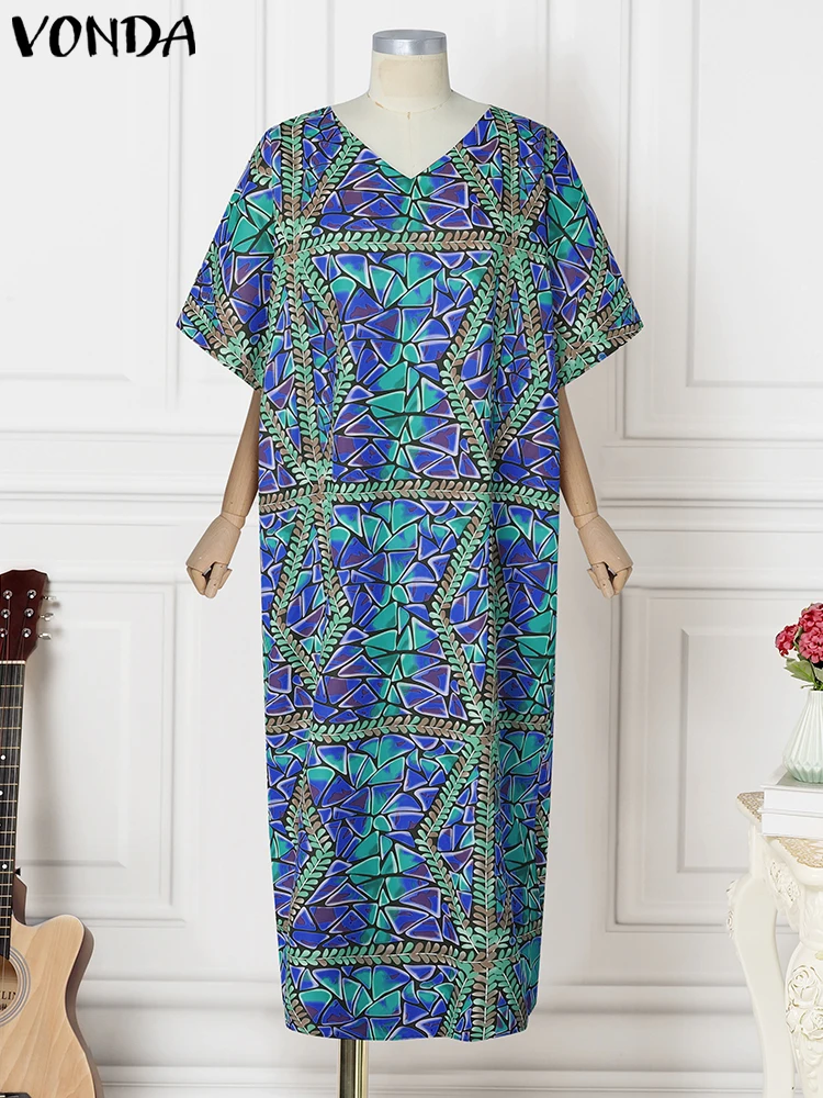 Plus Size 5XL VONDA Women Dresses Bohemian Geometric Print Maxi Long Sundress 2025 V-Neck Casual Loose Vintage Party Vestidos
Plus Size 5XL VONDA Women Dresses Bohemian Geometric Print Maxi Long Sundress 2025 V-Neck Casual Loose Vintage Party Vestidos