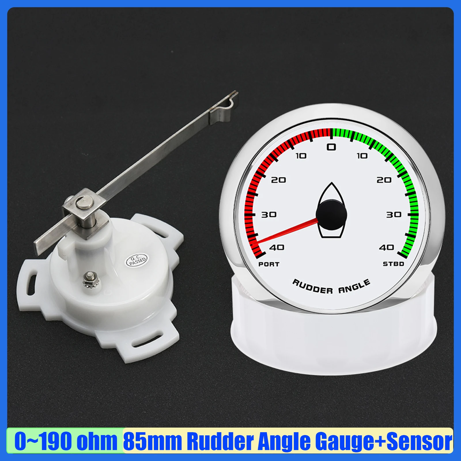 85mm Marine Rudder Angle Gauge Position Indicator Waterproof with 0-190 Ohm Rudder Mating Sensor 12V/24 DC for Marine Boat Yacht
85mm Marine Rudder Angle Gauge Position Indicator Waterproof with 0-190 Ohm Rudder Mating Sensor 12V/24 DC for Marine Boat Yacht
