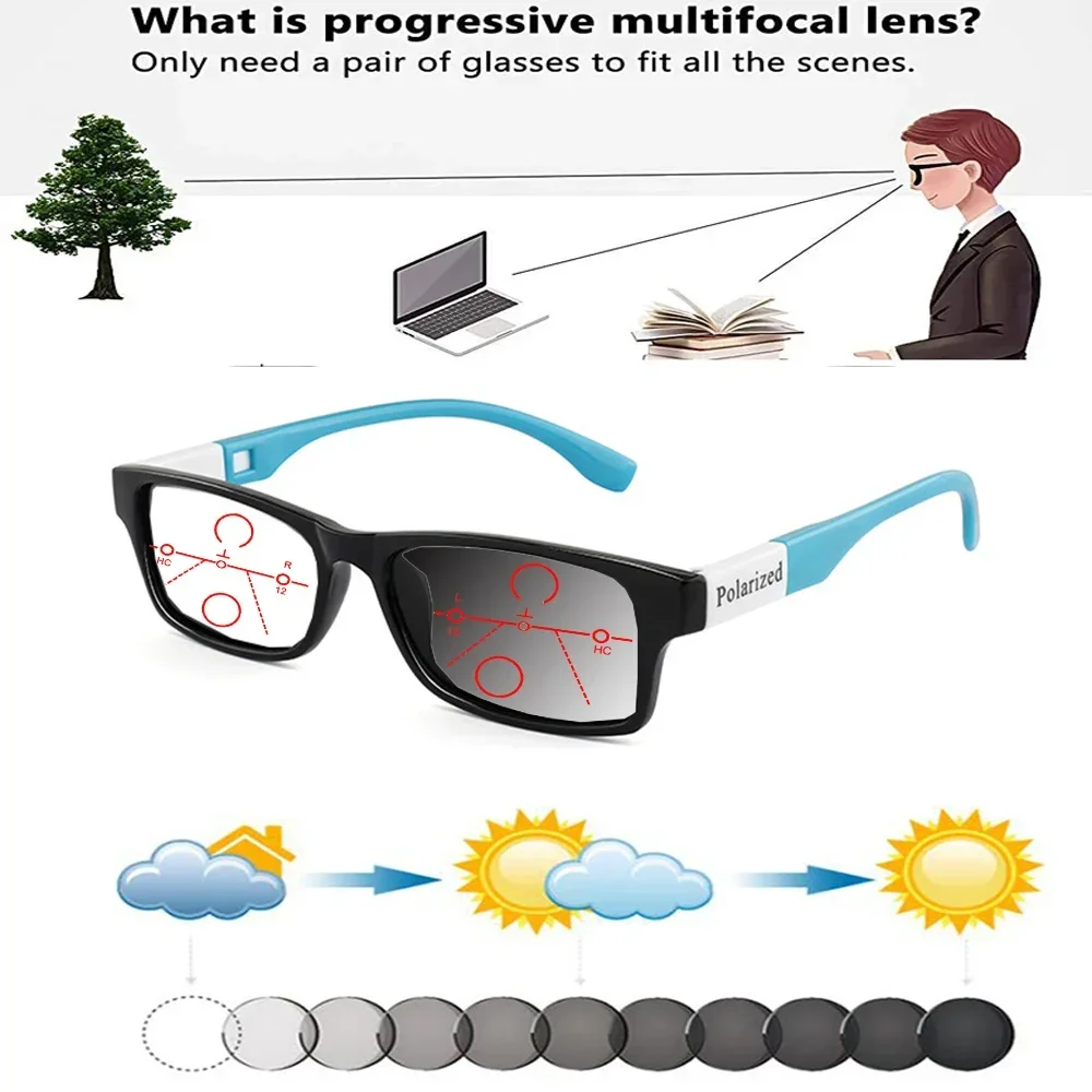 Sport Style Blue Print Handcrafted One-piece Nose Pads Photochromic Gray Progressive Multi-focal Reading Glasses +0.75 To +4
Sport Style Blue Print Handcrafted One-piece Nose Pads Photochromic Gray Progressive Multi-focal Reading Glasses +0.75 To +4