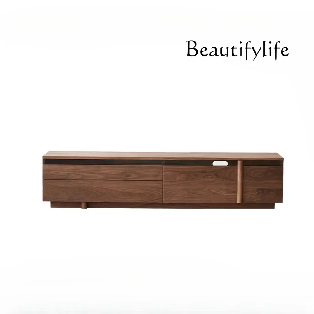 N Solid Wood TV Cabinet Black Walnut Modern Simple Home Living Room Small Apartment Floor Coffee Table Combination
N Solid Wood TV Cabinet Black Walnut Modern Simple Home Living Room Small Apartment Floor Coffee Table Combination
