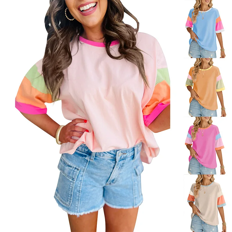 Relaxed-Fit T-Shirt Extra-Loose Cotton Colorblock T-Shirt Breathable UltraSoft Lightweight Tee Summer Fashion Solid Basic Top
Relaxed-Fit T-Shirt Extra-Loose Cotton Colorblock T-Shirt Breathable UltraSoft Lightweight Tee Summer Fashion Solid Basic Top