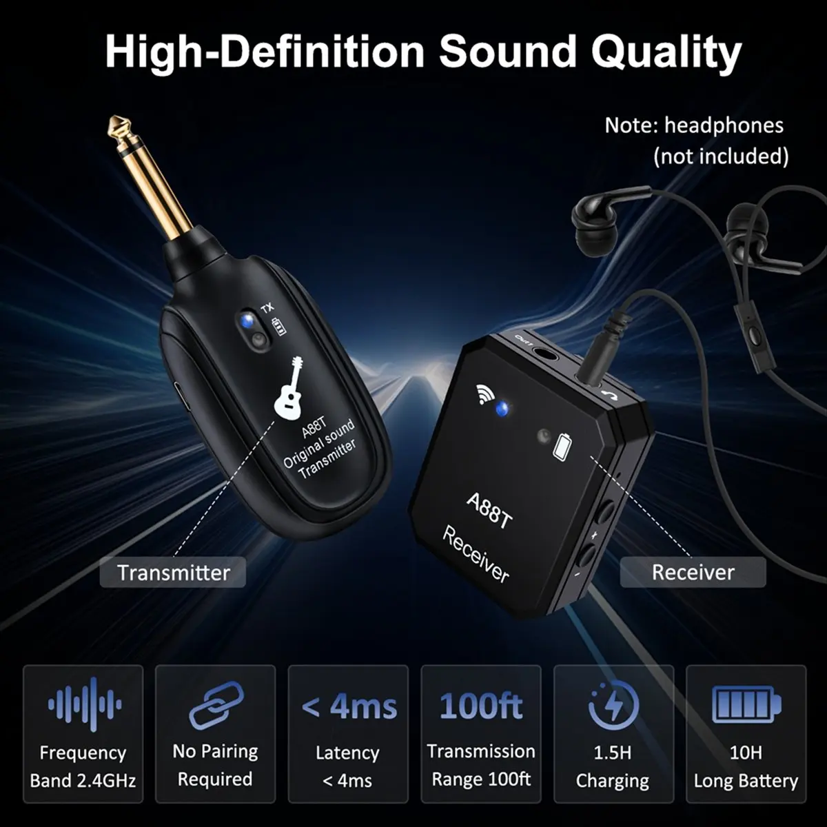 A61P New A88T Wireless Guitar System Electric Guitar Pickup Audio Transmitter Receiver for Electric Guitar Bass Violin Guitar
A61P New A88T Wireless Guitar System Electric Guitar Pickup Audio Transmitter Receiver for Electric Guitar Bass Violin Guitar
