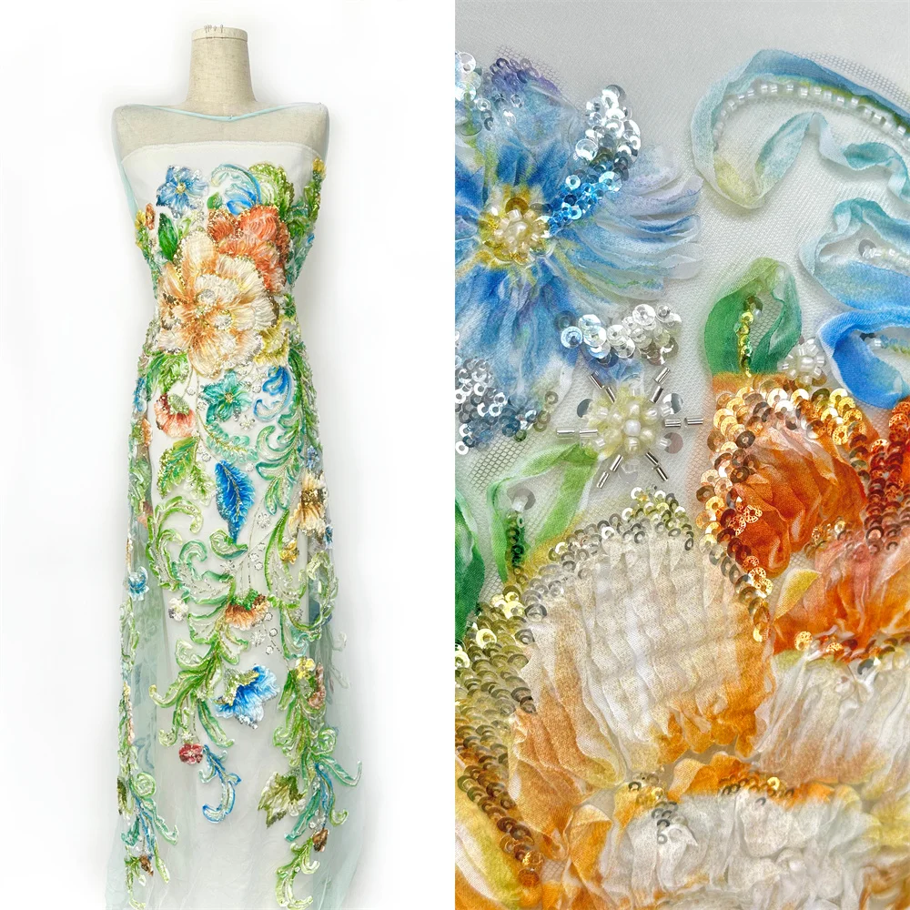 Высококачественная 3D вышивка ручной работы, сетчатые кружевные бусины, роскошная ткань для женского свадебного платья
Высококачественная 3D вышивка ручной работы, сетчатые кружевные бусины, роскошная ткань для женского свадебного платья