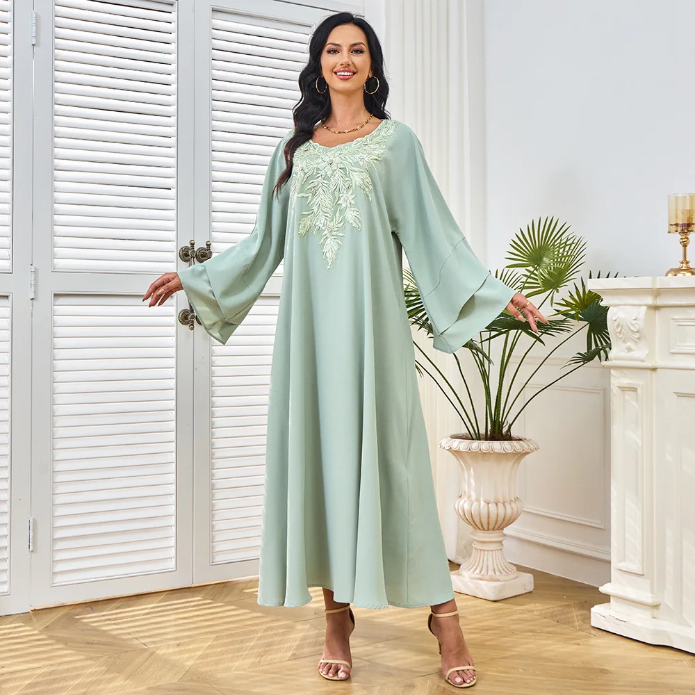 2025 New Fashion Beaded Collar Flower Evening Gown Dress - Saudi Arabian Middle Eastern Muslim Women's Abaya, Dubai Style
2025 New Fashion Beaded Collar Flower Evening Gown Dress - Saudi Arabian Middle Eastern Muslim Women's Abaya, Dubai Style
