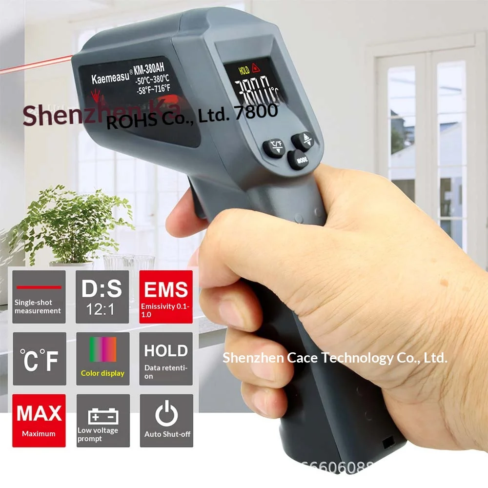 KM-380AH/550AH Infrared Thermometer: -50~550℃, Non-Contact, Color LCD, 12:1 D:S, 2xAAA Battery
KM-380AH/550AH Infrared Thermometer: -50~550℃, Non-Contact, Color LCD, 12:1 D:S, 2xAAA Battery