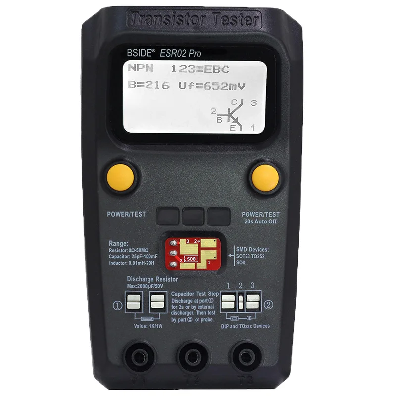 Цифровой транзистор ESR02 PRO, тестер SMD, диодные компоненты триодный резистор, конденсатор, измеритель индуктивности мультиметр
Цифровой транзистор ESR02 PRO, тестер SMD, диодные компоненты триодный резистор, конденсатор, измеритель индуктивности мультиметр