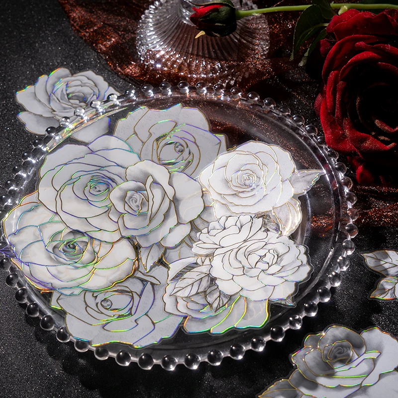 20Pcs PET Stickers Flowers Laser Bronzing Rose Light lily literary Simplicity White blossom Decoration collage card 162*94MM
20Pcs PET Stickers Flowers Laser Bronzing Rose Light lily literary Simplicity White blossom Decoration collage card 162*94MM