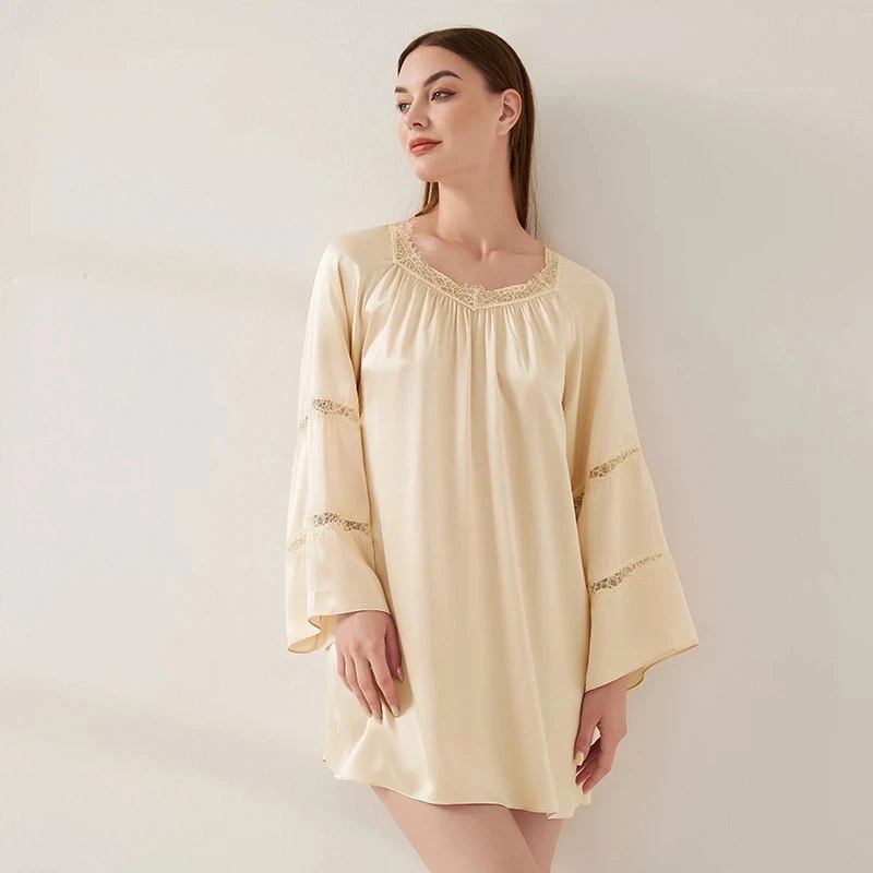 Тяжелая сорочка из 100% тутового шелка с кружевной отделкой, 19 мм, ночная рубашка с длинными рукавами, ночная рубашка больших размеров, мини-платье, домашняя одежда для женщин
Тяжелая сорочка из 100% тутового шелка с кружевной отделкой, 19 мм, ночная рубашка с длинными рукавами, ночная рубашка больших размеров, мини-платье, домашняя одежда для женщин