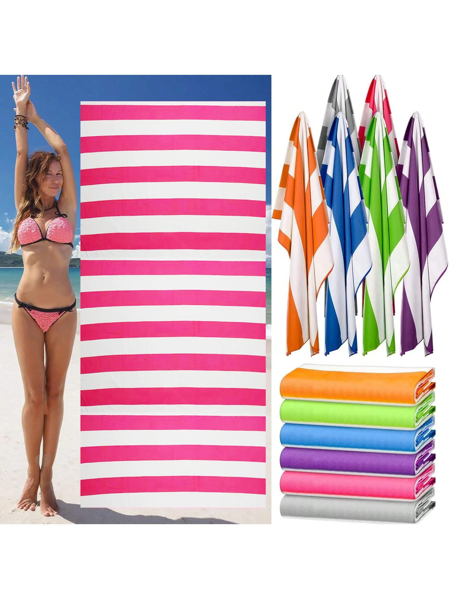 1-pc oversized beach towel, striped adult beach towel, camping towel, sand-repellent beach towel for the beach, outdoor, swim
1-pc oversized beach towel, striped adult beach towel, camping towel, sand-repellent beach towel for the beach, outdoor, swim