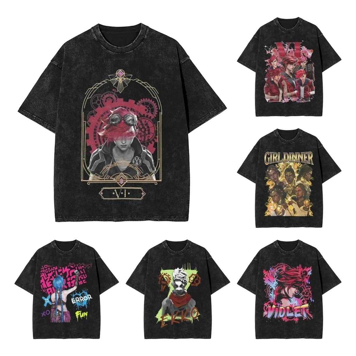 Summer Vi Arcane Violet Washed Shirts Merch Oversize T-Shirts Jinx Ekko Game Character for Men Women Tee Shirt
Summer Vi Arcane Violet Washed Shirts Merch Oversize T-Shirts Jinx Ekko Game Character for Men Women Tee Shirt