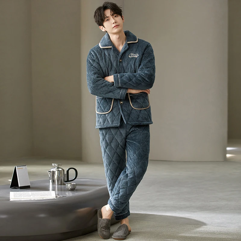 Men Pajamas Set Winter 3 Layers Quilted Pyjamas Suits Thick Coral Fleece Big Yards Sleepwear Night Suit Men Nightwear Loungewear
Men Pajamas Set Winter 3 Layers Quilted Pyjamas Suits Thick Coral Fleece Big Yards Sleepwear Night Suit Men Nightwear Loungewear