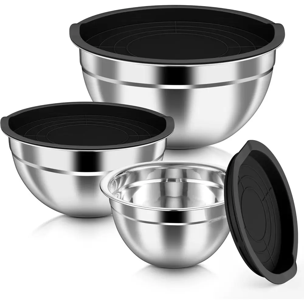 6-Piece Stainless Steel Mixing Bowls with Airtight Lids, Ideal for Salads, Cooking, and Food Storage
6-Piece Stainless Steel Mixing Bowls with Airtight Lids, Ideal for Salads, Cooking, and Food Storage