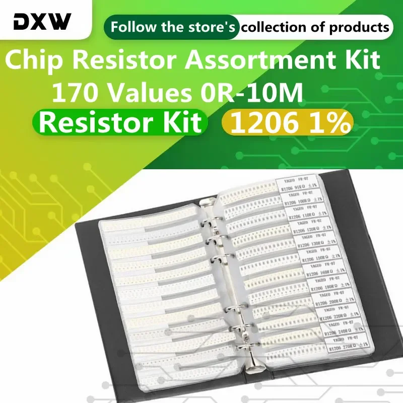 4250PCS Resistor Kit 1206 1% 170 Values 0R-10M 10R 33R 47R 68R 100R 330R 10k 1k 100k 33k 47K 51K 150k 220K 470K 1M Sample Book
4250PCS Resistor Kit 1206 1% 170 Values 0R-10M 10R 33R 47R 68R 100R 330R 10k 1k 100k 33k 47K 51K 150k 220K 470K 1M Sample Book