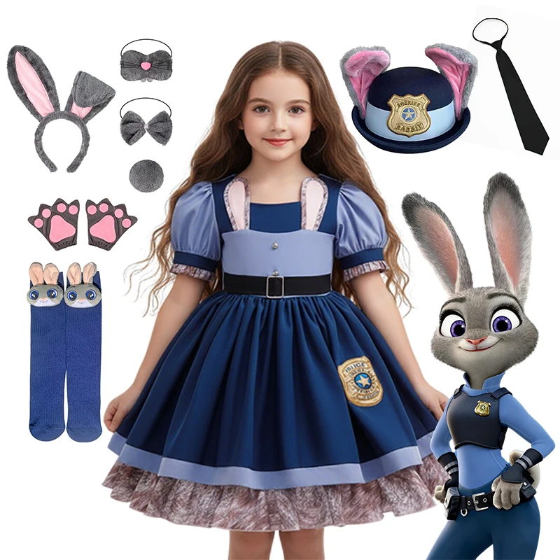 Kids Girls Bunny Police Inspired Costume Dress With Blue Uniform Print And Full Accessories For Carnival Party Dress Up
Kids Girls Bunny Police Inspired Costume Dress With Blue Uniform Print And Full Accessories For Carnival Party Dress Up