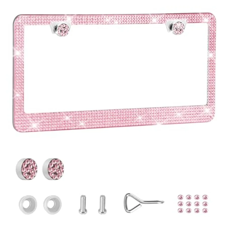 Bling License Plate Frame, Premium Stainless Steel Rhinestone License Plate Frames for Men and Women, Sparkly Plate Crystal Cap
Bling License Plate Frame, Premium Stainless Steel Rhinestone License Plate Frames for Men and Women, Sparkly Plate Crystal Cap