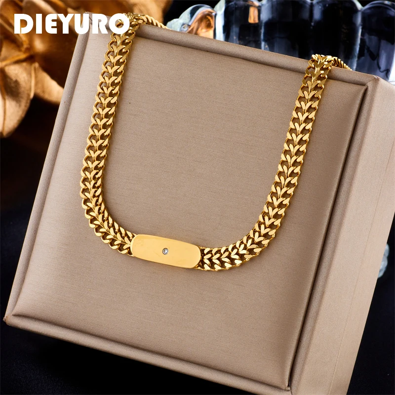 DIEYURO 316L Stainless Steel Gold Color Thick Chains Necklace For Women New Punk Girls Personality Hip Hop Choker Jewelry Gifts
DIEYURO 316L Stainless Steel Gold Color Thick Chains Necklace For Women New Punk Girls Personality Hip Hop Choker Jewelry Gifts