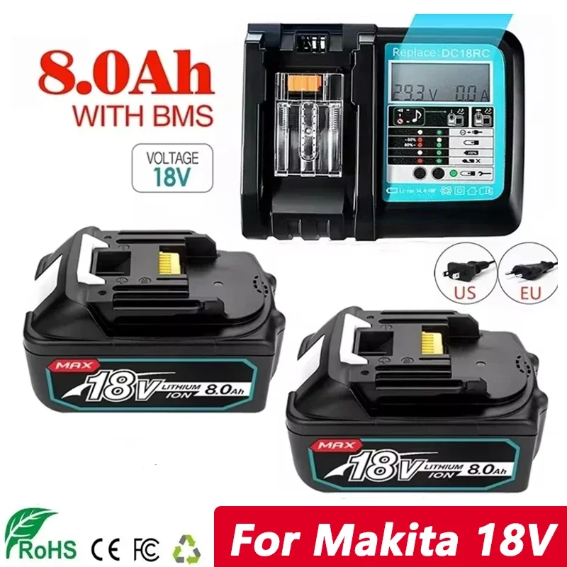 Перезаряжаемый литий-ионный аккумулятор для Makita, 18В 8.0Ah BL1860b BL1850b BL1840 LXT-400 6A, для электроинструментов Makita 1860, BL1830b, BL1850b, BL1840
Перезаряжаемый литий-ионный аккумулятор для Makita, 18В 8.0Ah BL1860b BL1850b BL1840 LXT-400 6A, для электроинструментов Makita 1860, BL1830b, BL1850b, BL1840
