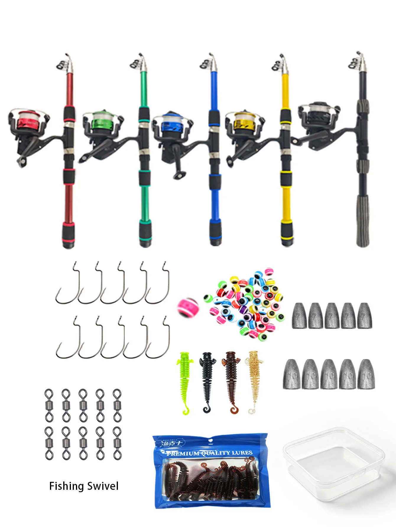 1.8m Telescopic Fishing Rod Combo Set: Includes Spinning Reel, Lures, Hooks, Suitable For Freshwater Saltwater Fishing Beginners
1.8m Telescopic Fishing Rod Combo Set: Includes Spinning Reel, Lures, Hooks, Suitable For Freshwater Saltwater Fishing Beginners