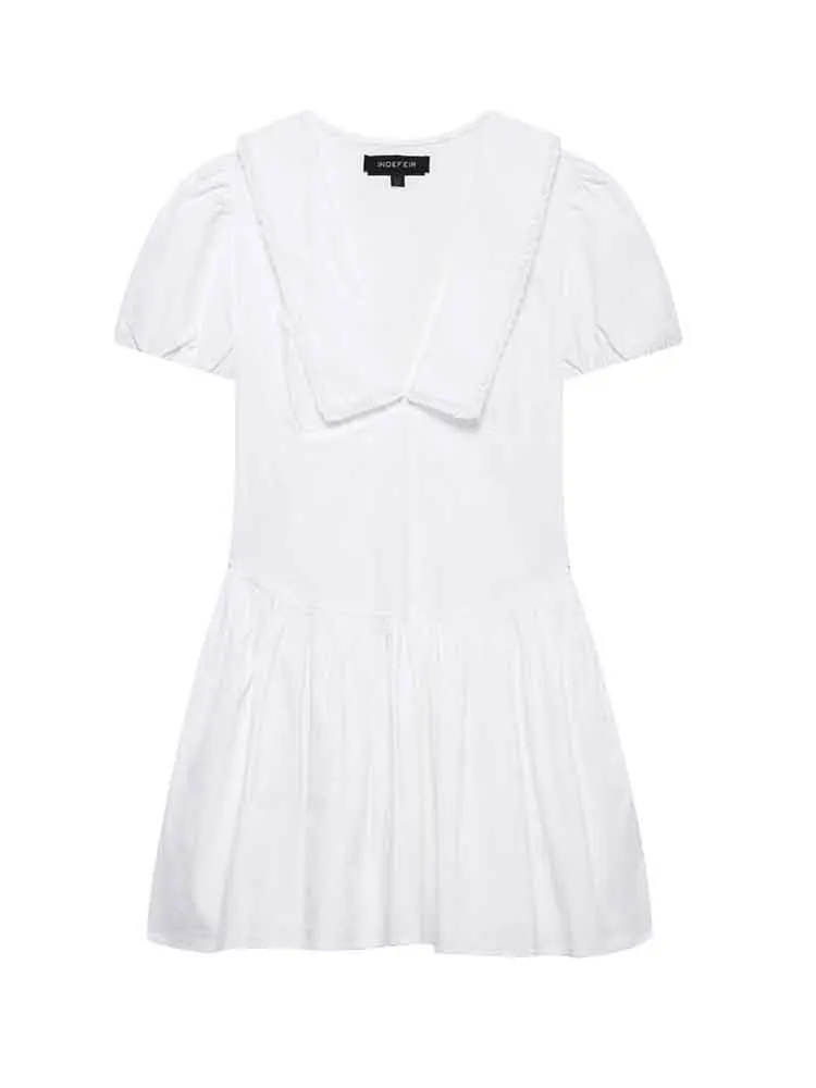 European style new women's fashion versatile temperament white small round lapel puff sleeve poplin dress
European style new women's fashion versatile temperament white small round lapel puff sleeve poplin dress