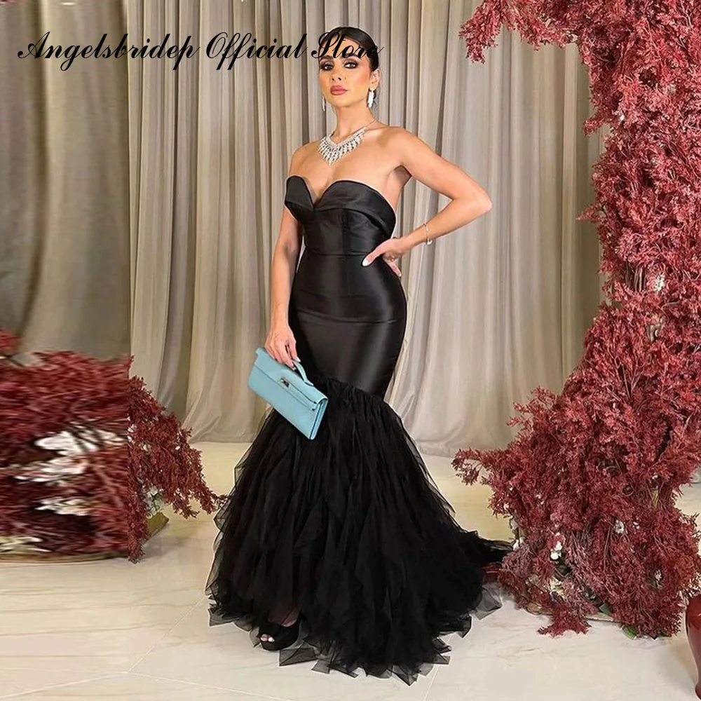Angelsbridep Black Mermaid Evening Dresses 2022 Sweetheart Satin Tulle Skirt Prom Gowns Saudi Arabic Women Formal Party Dress
Angelsbridep Black Mermaid Evening Dresses 2022 Sweetheart Satin Tulle Skirt Prom Gowns Saudi Arabic Women Formal Party Dress