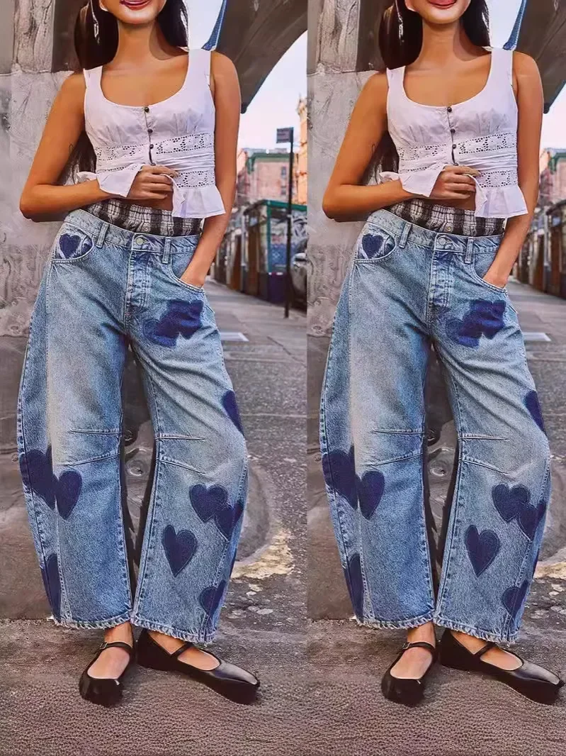 Jeans Women Wide Leg Long Pant Denim Pants High Waist Loose Casual Print Straight Trousers Elegant Splice Autumn Winter
Jeans Women Wide Leg Long Pant Denim Pants High Waist Loose Casual Print Straight Trousers Elegant Splice Autumn Winter