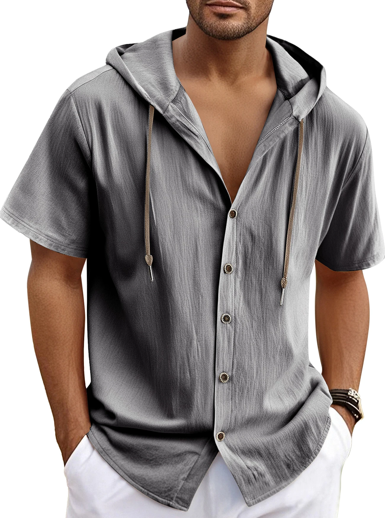 Cotton Linen Shirt for Men Hooded Short Sleeve Solid Color Breathable Lightweight Drawstring Design Shirts Casual Basic Tees
Cotton Linen Shirt for Men Hooded Short Sleeve Solid Color Breathable Lightweight Drawstring Design Shirts Casual Basic Tees