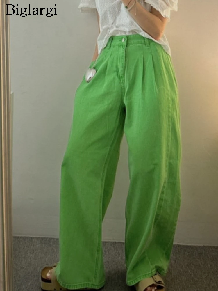 Jeans High Waist Green Autumn Long Pant Women Loose Pleated Korean Style Ladies Wide Leg Trousers Fashion Casual Woman Pants
Jeans High Waist Green Autumn Long Pant Women Loose Pleated Korean Style Ladies Wide Leg Trousers Fashion Casual Woman Pants