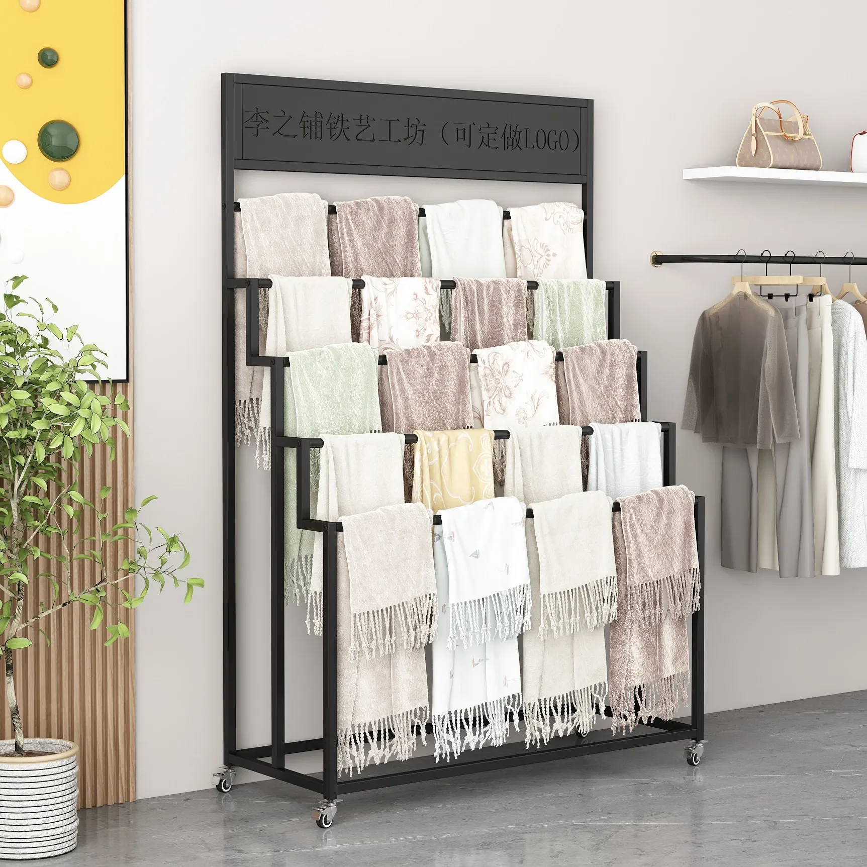 Iron Artwork With Painted FinishClothing Store Floor-to-ceiling Scarf Display Rack Hanging Silk Scarf Pants Blanket Multi-layer
Iron Artwork With Painted FinishClothing Store Floor-to-ceiling Scarf Display Rack Hanging Silk Scarf Pants Blanket Multi-layer