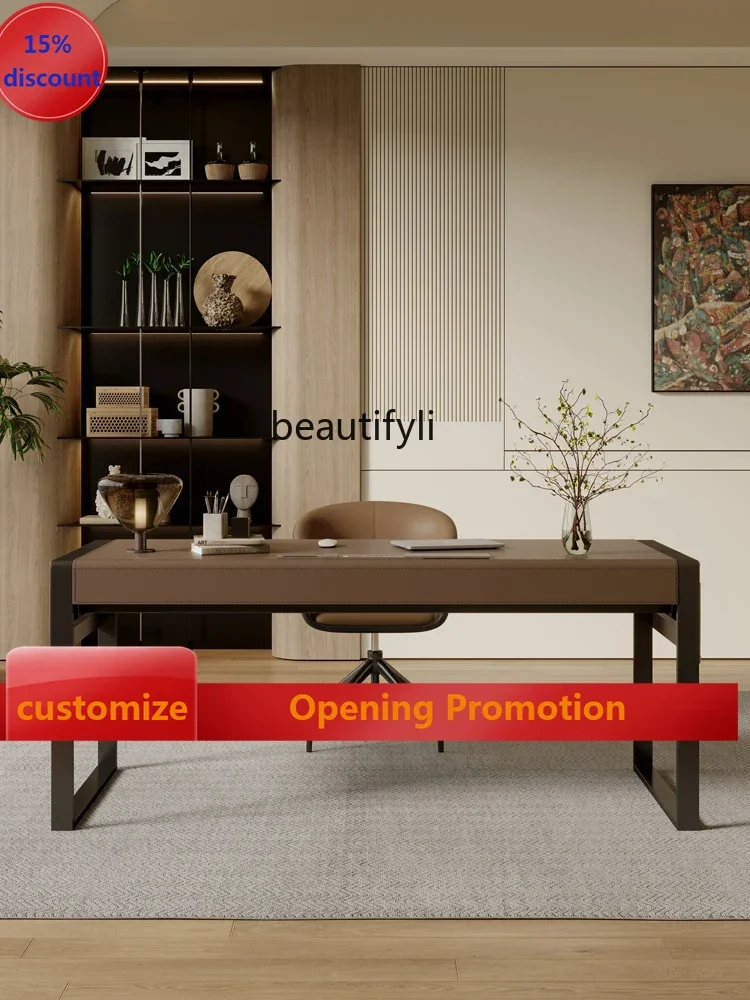 Saddle leather Italian home writing desk study bedroom office living room computer desk G1218
Saddle leather Italian home writing desk study bedroom office living room computer desk G1218