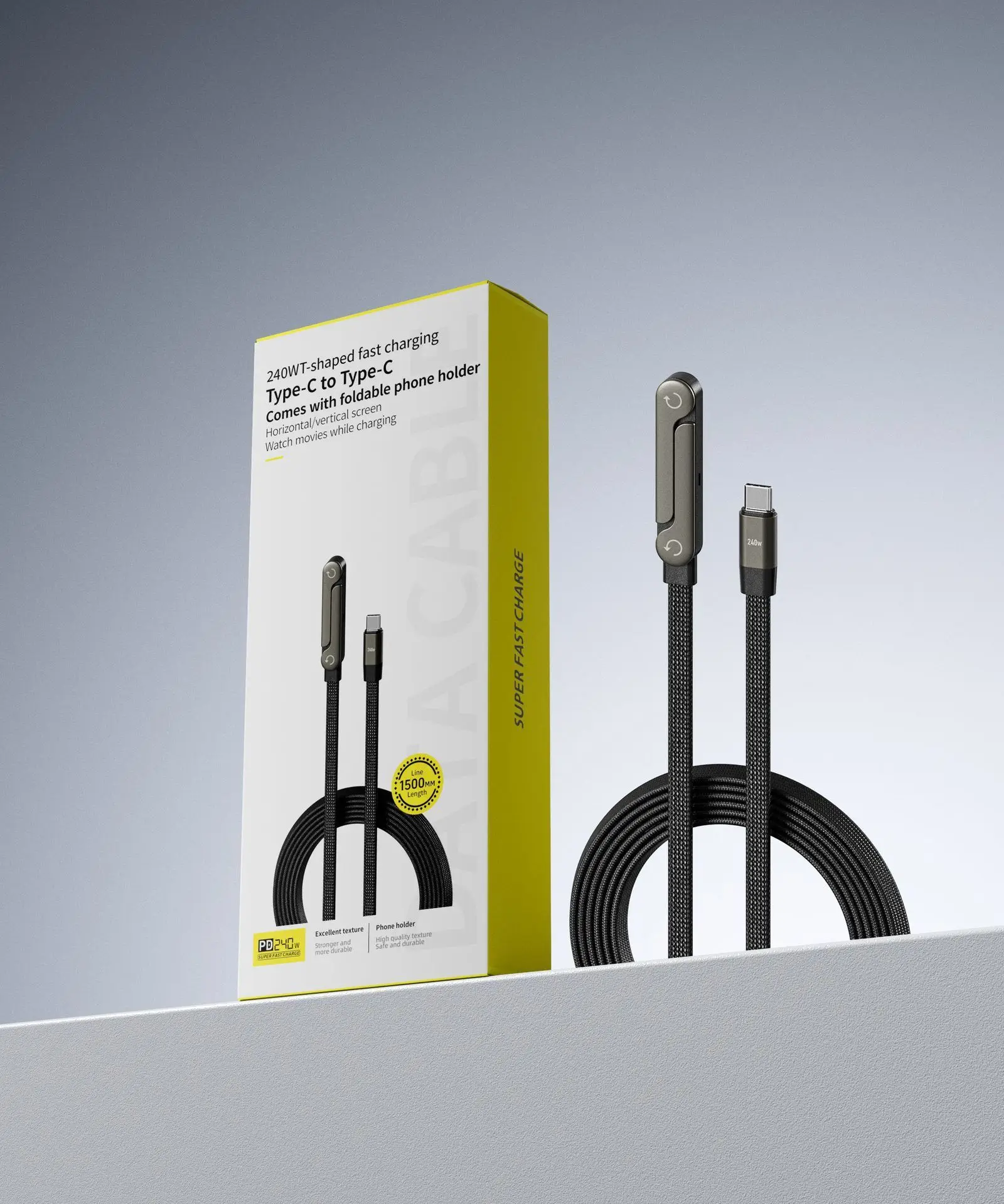 Foldable Stand with Braided Data Cable (Type-C to Type-C)
Foldable Stand with Braided Data Cable (Type-C to Type-C)