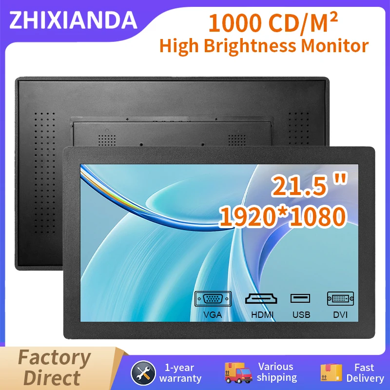 Zhixianda 21.5 Inch 1000 Nits Embedded Touch Screen Monitor 1920*1080 Panel Mount Industrial LCD Display HDMI VGA DVI Interface
Zhixianda 21.5 Inch 1000 Nits Embedded Touch Screen Monitor 1920*1080 Panel Mount Industrial LCD Display HDMI VGA DVI Interface