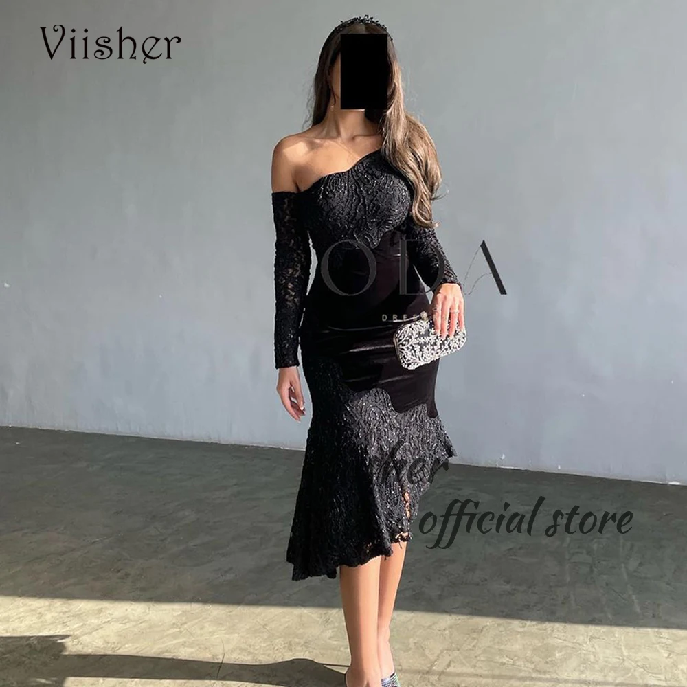 Black Lace Tulle Mermaid Evening Dresses Long Sleeve Arabian Dubai Prom Party Dress Tea Length Formal Occasion Gowns
Black Lace Tulle Mermaid Evening Dresses Long Sleeve Arabian Dubai Prom Party Dress Tea Length Formal Occasion Gowns