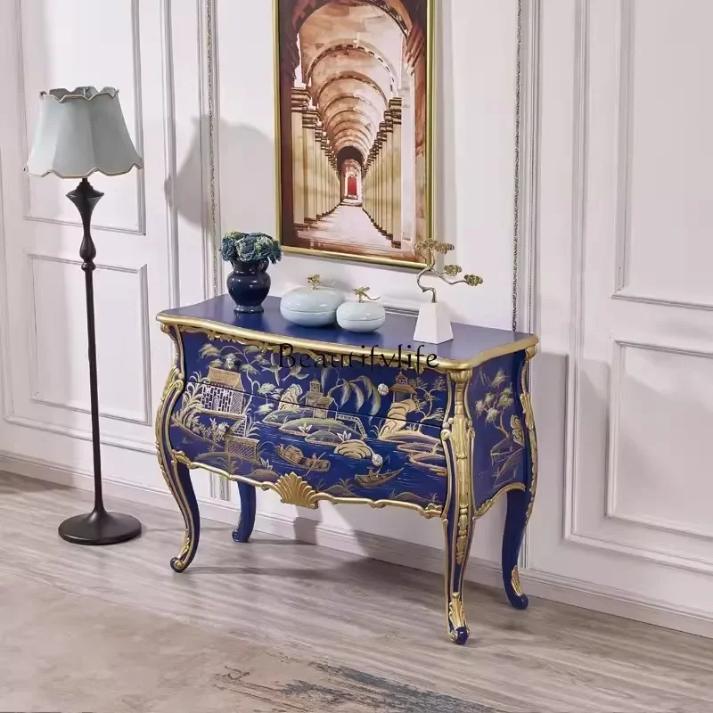 French painted furniture Two chest cabinets Solid wood porch cabinets Side cabinets Blue
French painted furniture Two chest cabinets Solid wood porch cabinets Side cabinets Blue