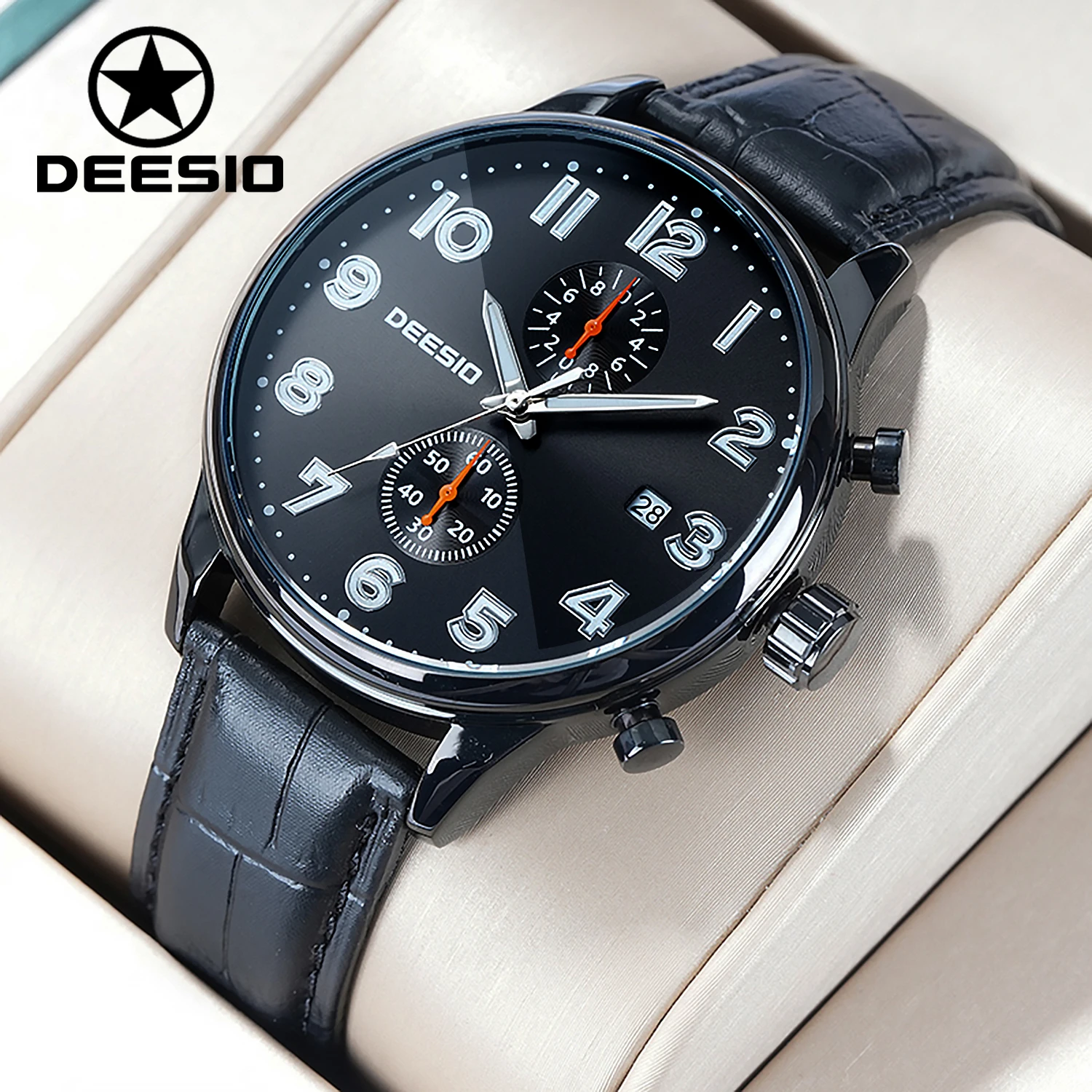 Deesio Роскошные мужские аналоговые кварцевые часы с кожаным ремешком, циферблат 44 мм, механизм CN, 50 м, водонепроницаемые, идеальный подарок на Рождество, день рождения
Deesio Роскошные мужские аналоговые кварцевые часы с кожаным ремешком, циферблат 44 мм, механизм CN, 50 м, водонепроницаемые, идеальный подарок на Рождество, день рождения