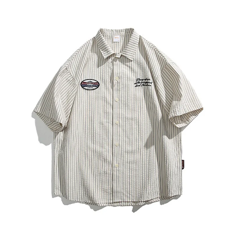 Men Summer Streetwear Fashion Loose Casual Embroidery Short Sleeve Stripe Baseball Shirt Women Oversize Hip Hop Blouses Shirts
Men Summer Streetwear Fashion Loose Casual Embroidery Short Sleeve Stripe Baseball Shirt Women Oversize Hip Hop Blouses Shirts