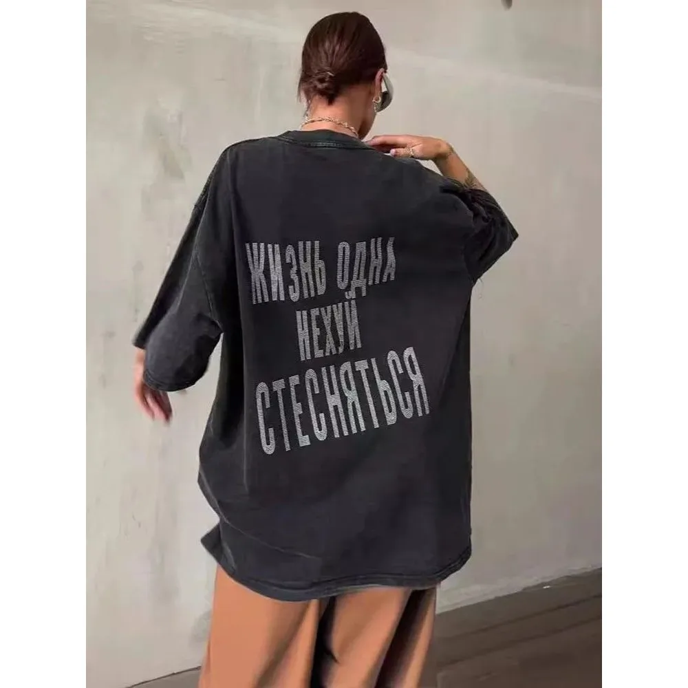 Summer Diamond Oversize Casual T irt Streetwear Loose Women's Cleanfit Linen A-Line Sve Ladies Tee
Summer Diamond Oversize Casual T irt Streetwear Loose Women's Cleanfit Linen A-Line Sve Ladies Tee