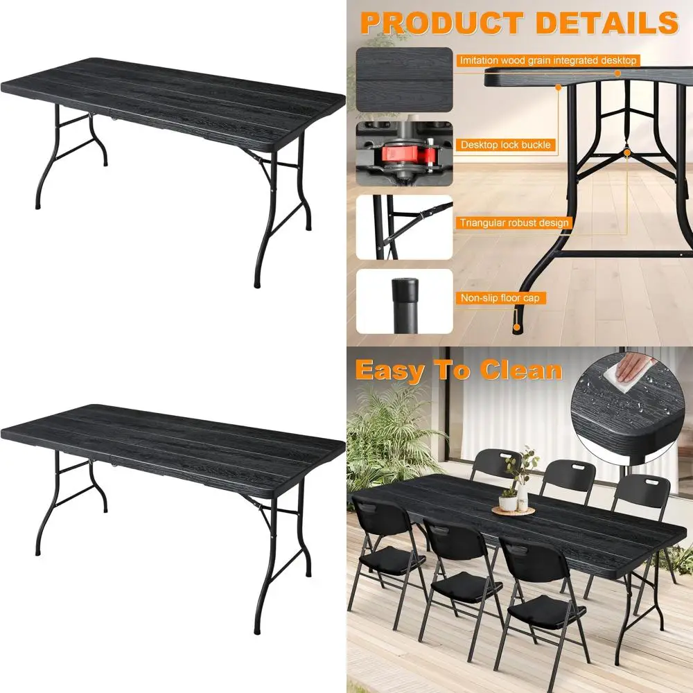 Портативный складной универсальный стол длиной 6 футов — прочный пластик, идеально подходит для использования в помещении, на открытом воздухе, кемпинга, пикников, вечеринок, черной древесины D
Портативный складной универсальный стол длиной 6 футов — прочный пластик, идеально подходит для использования в помещении, на открытом воздухе, кемпинга, пикников, вечеринок, черной древесины D