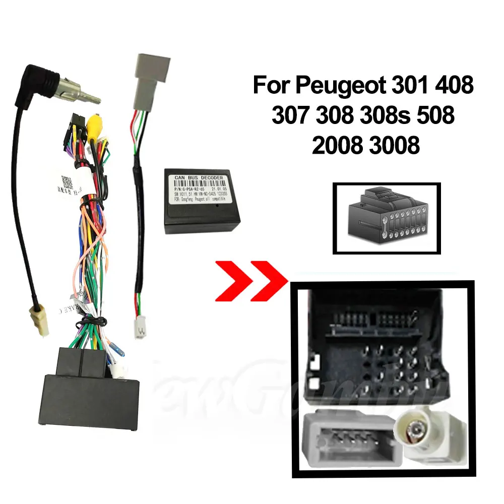 NewGambu Car Wiring Harness Android Power Cable Adapter Canbus Box Decoder For Peugeot 301 408 307 308 308s 508 2008 3008
NewGambu Car Wiring Harness Android Power Cable Adapter Canbus Box Decoder For Peugeot 301 408 307 308 308s 508 2008 3008