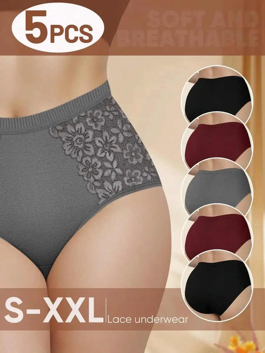 5 Pcs Womens Lace Briefs Soft Breathable Cotton Underwear S-XXL
5 Pcs Womens Lace Briefs Soft Breathable Cotton Underwear S-XXL