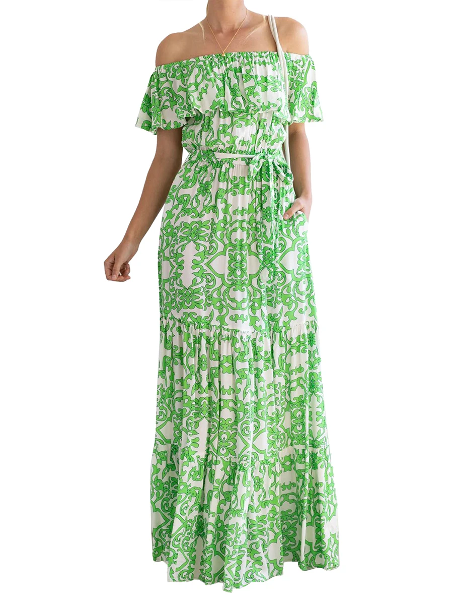 Women Long Dresses Off Shoulder Off Shoulder Floral Print Casual Party Spring Summer Dress
Women Long Dresses Off Shoulder Off Shoulder Floral Print Casual Party Spring Summer Dress