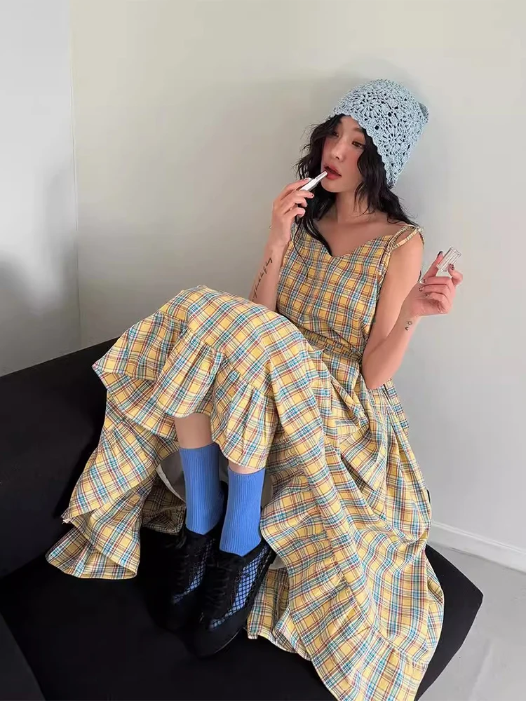 Spring Summer Plaid Gingham Belted Long Skirt Dr Women's Strapl Pleated Midi Dr Sweet Sle Polyester Fiber 00%
Spring Summer Plaid Gingham Belted Long Skirt Dr Women's Strapl Pleated Midi Dr Sweet Sle Polyester Fiber 00%