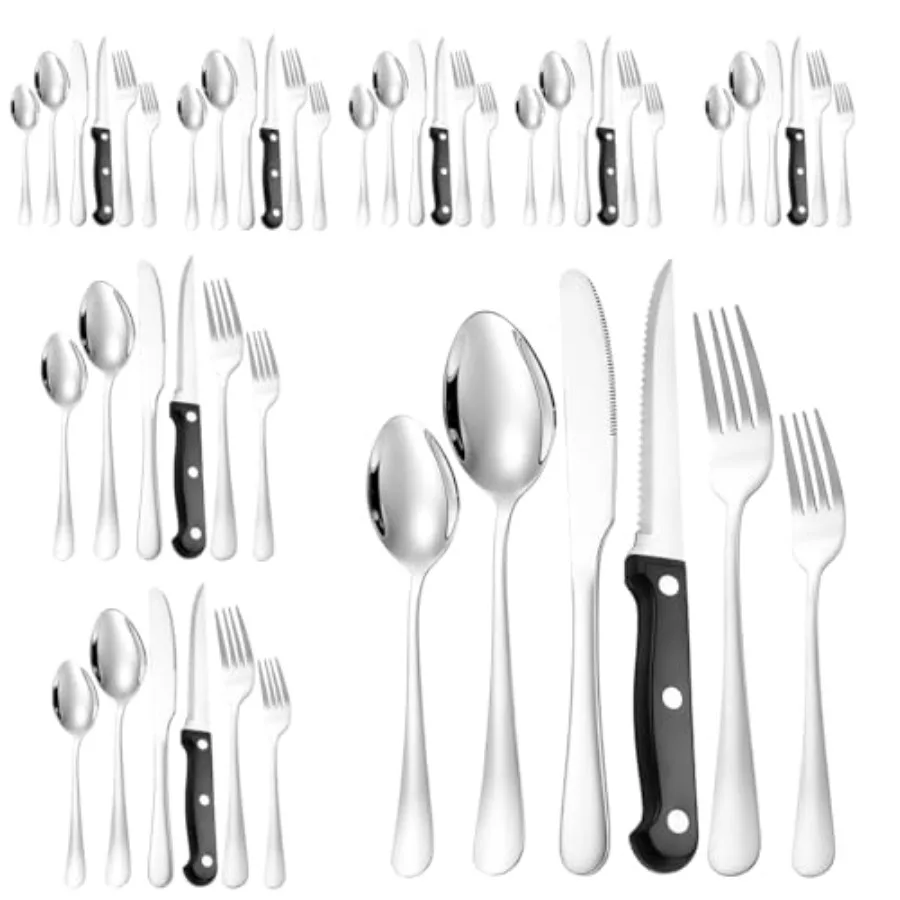 48-Piece Stainless Steel Cutlery Set with Steak Knives Set of 6 Services for 8 People, Tableware C
48-Piece Stainless Steel Cutlery Set with Steak Knives Set of 6 Services for 8 People, Tableware C