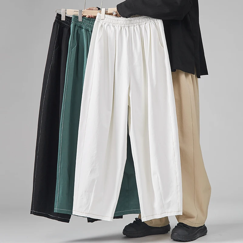 Men's Loose Casual Wide Leg Pants Fashion Elastic Waist Pure Cotton Solid Color Pants Straight Baggy Wide Leg Pants 5XL
Men's Loose Casual Wide Leg Pants Fashion Elastic Waist Pure Cotton Solid Color Pants Straight Baggy Wide Leg Pants 5XL